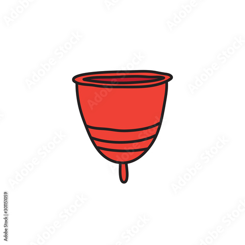 menstrual cup doodle icon, vector illustration