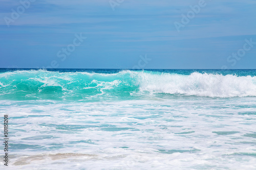 Blue Sea Wave with White Foam and Sky © Kisika