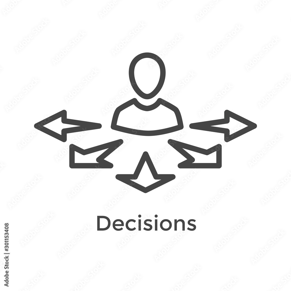Arrow, directional way sign depicting making a decision or choice icon vector