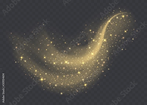 Photo Golden dust cloud with sparkles isolated on transparent background