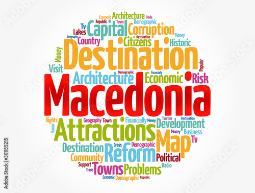 Macedonia word cloud, business and travel concept background