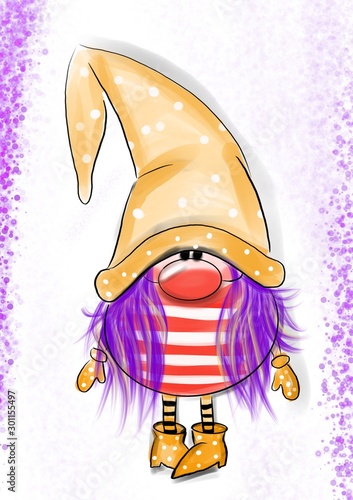 Sketch illustration of cartoon cute  Santa 