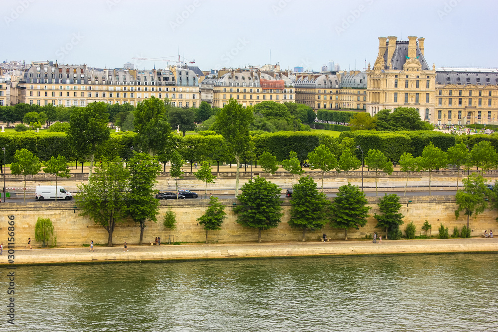 Seine river and view of Paris, France. Holidays.