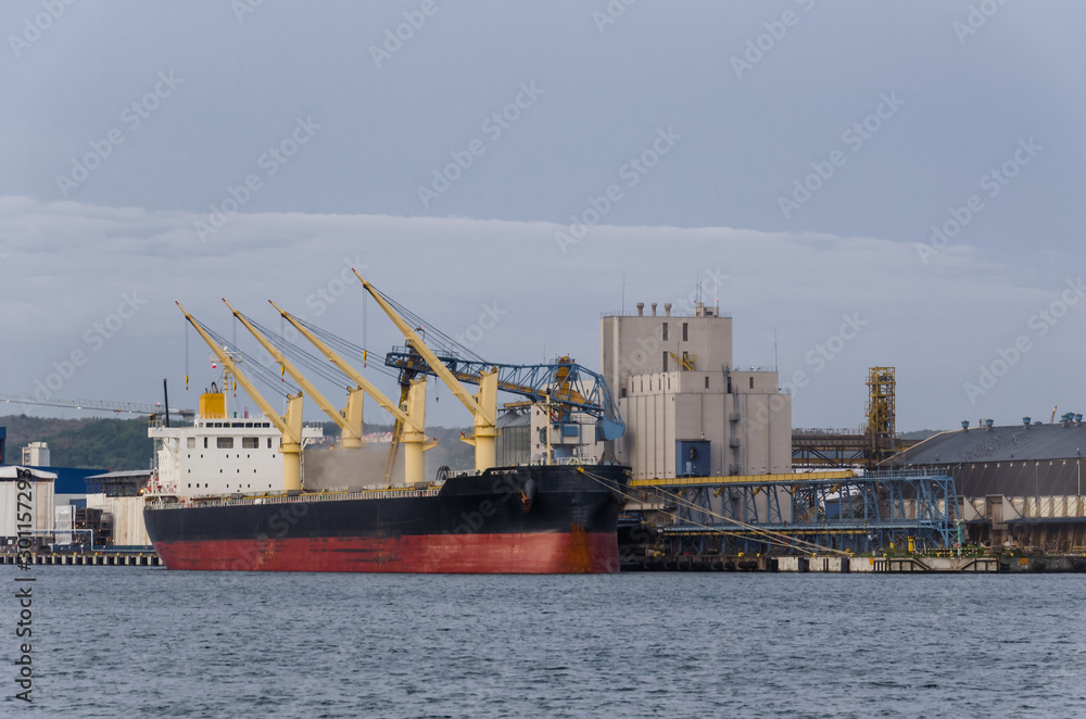 Fototapeta premium MERCHANT VESSEL - Transhipment of the ship at the general cargo terminal