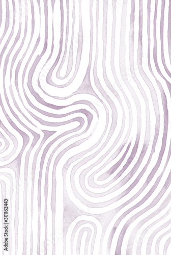 Light lilac abstract striped watercolor background. Raster hand painted illustration.