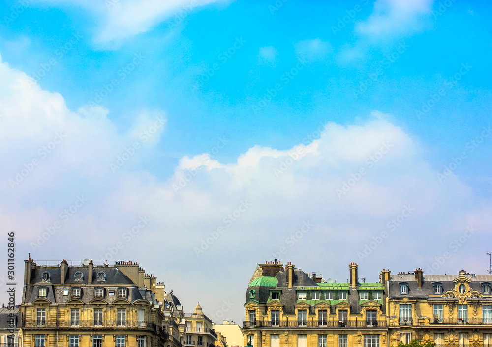 Roofs of houses in Paris, France