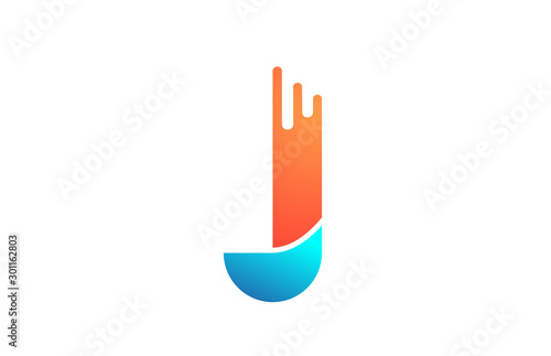 Free Download letter J in orange blue alphabet color for company icon logo design - GFXLoad