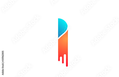 Free Download letter I in orange blue alphabet color for company icon logo design - GFXLoad