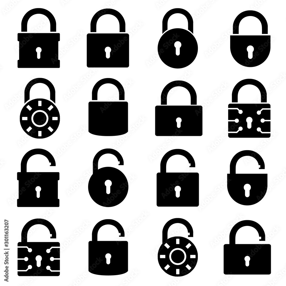 Lock set icon, logo isolated on white background Lock set icon, logo isolated on white background