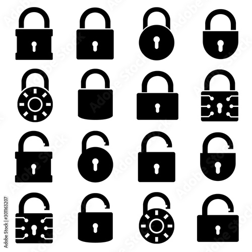 Lock set icon, logo isolated on white background