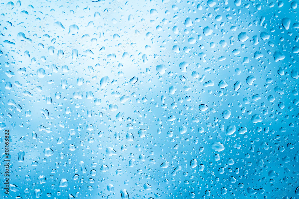 Water drops on glass or rain drop - obrazy, fototapety, plakaty 