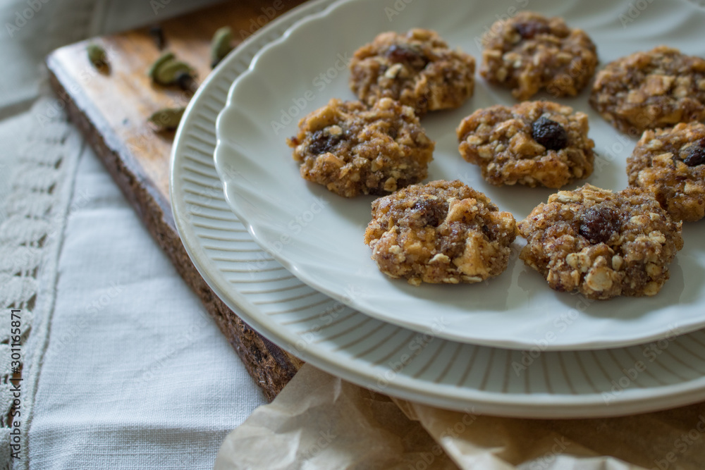 Food photography of raw food apple cinnamon cookies Food photography of raw food apple cinnamon cookies
