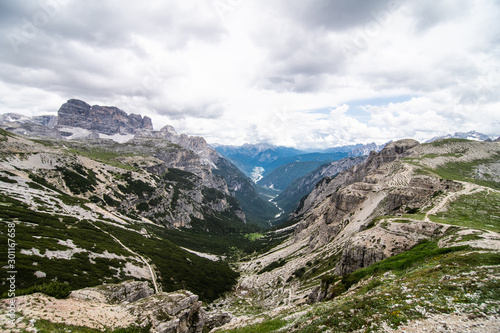 Dolomites, Italy - July, 2019: Amazing panoramic view from Tre Cime over the Dolomite's mountain © F8  \ Suport Ukraine