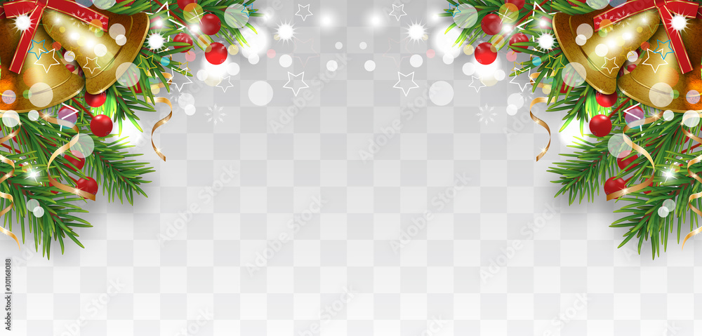 Christmas and Happy New Year decoration with Christmas tree branches ...