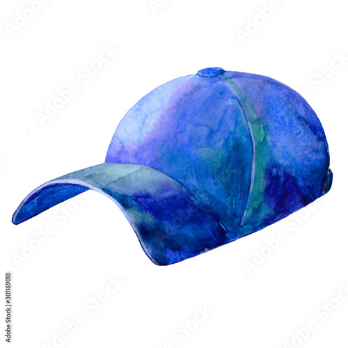 cap with a visor a headdress summer. watercolor illustration