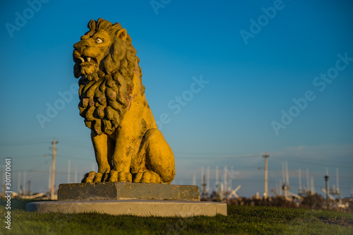 The lion carved by Thomas Nickerson at Clarks Harbour photo