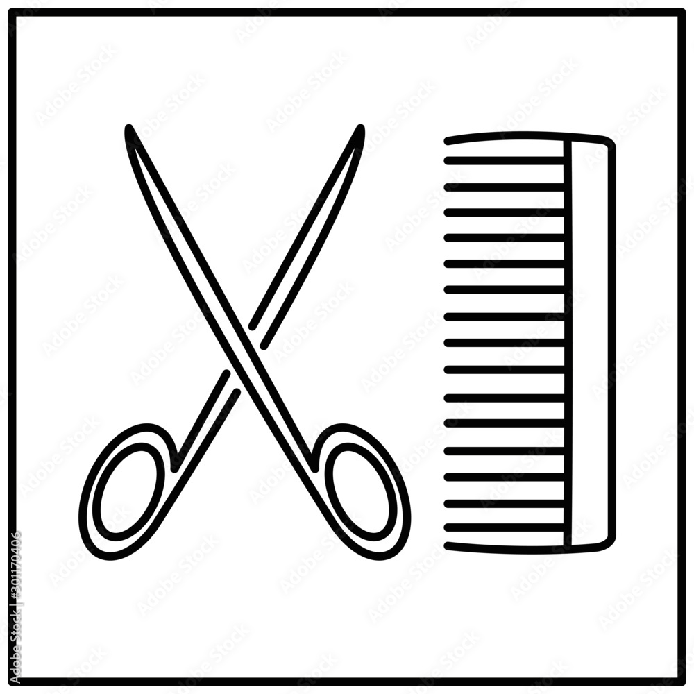 Scissors comb icon vector illustration isolated Scissors comb icon vector illustration isolated