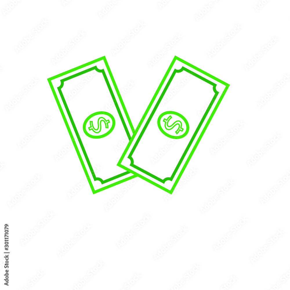 vector icon with dollar bill vector icon with dollar bill