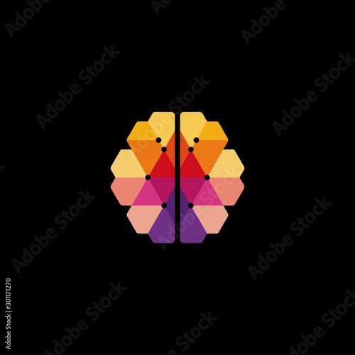 simple brain abstract vector logo