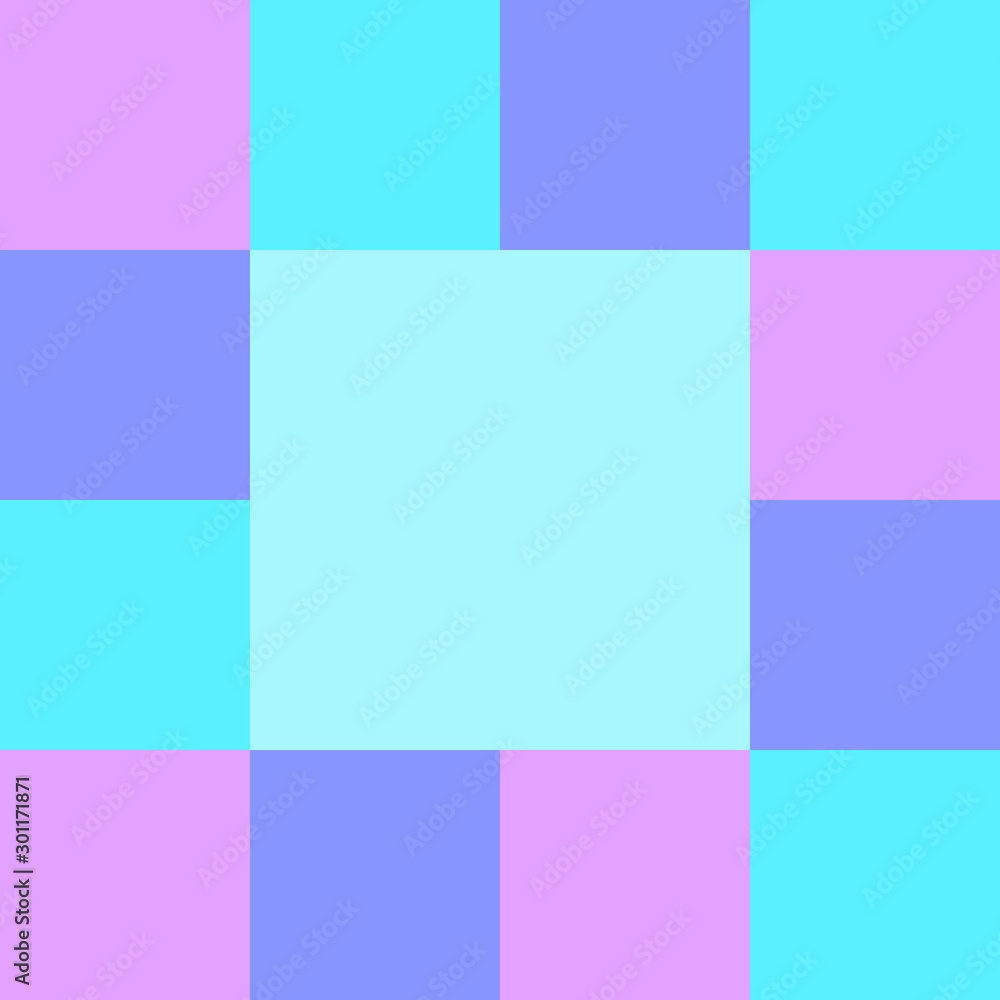 empty blue square on pastel color squares checkered block, template banner checker multi color blue, ad purple and blue block soft pastel, cubes square polygon mosaic and copy space advertising