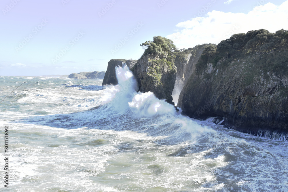 Fototapeta premium Storm on the coast of Asturias with huge waves