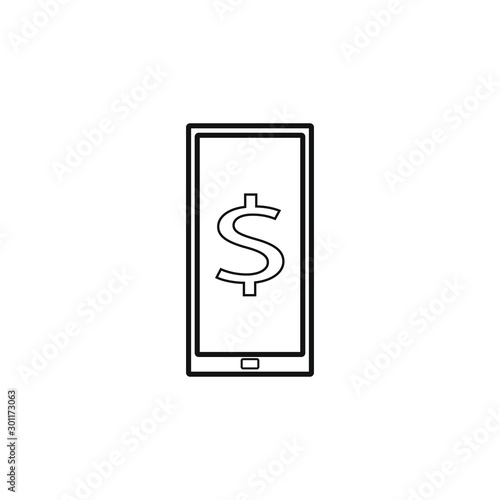 vector icon with smart phone ticket with money 