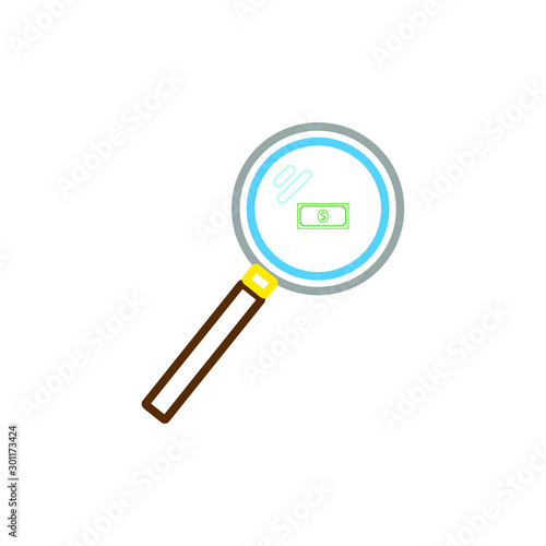 vector magnifying glass icon looking for money