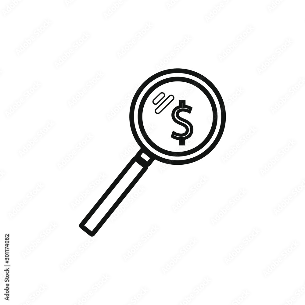 vector magnifying glass icon looking for money vector magnifying glass icon looking for money