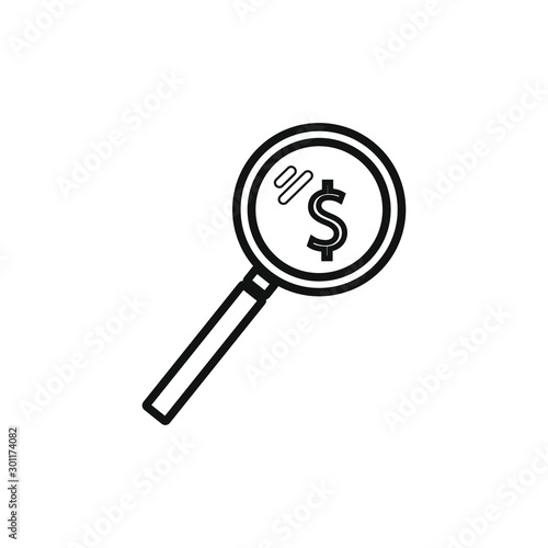 vector magnifying glass icon looking for money