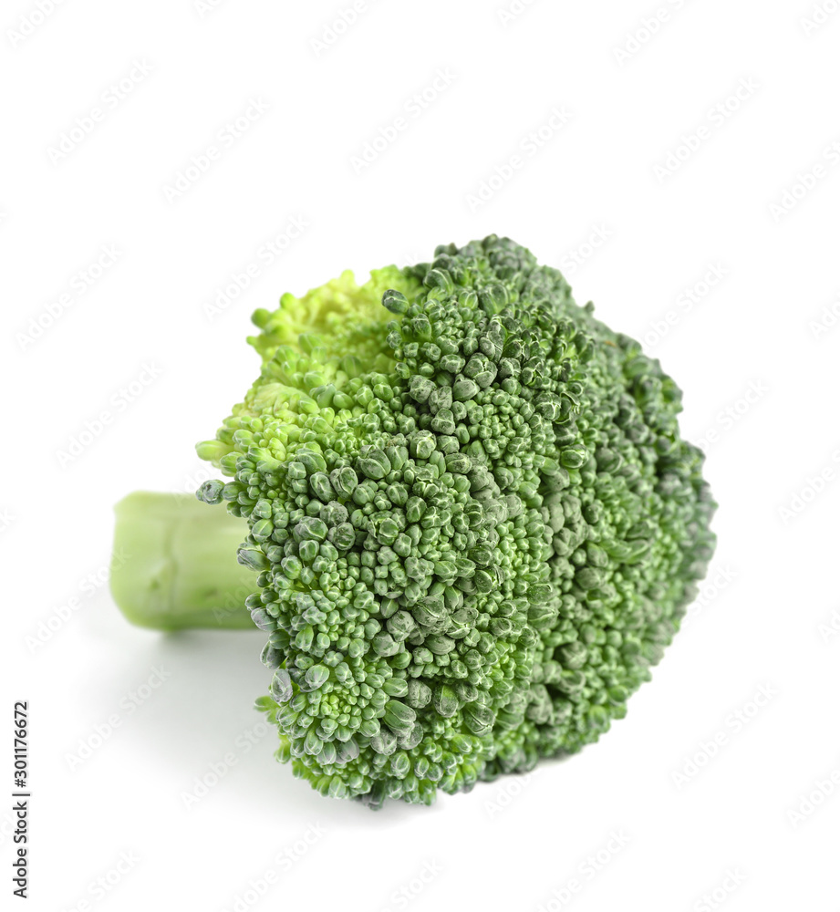 Fresh green raw broccoli on white background Fresh green raw broccoli on white background