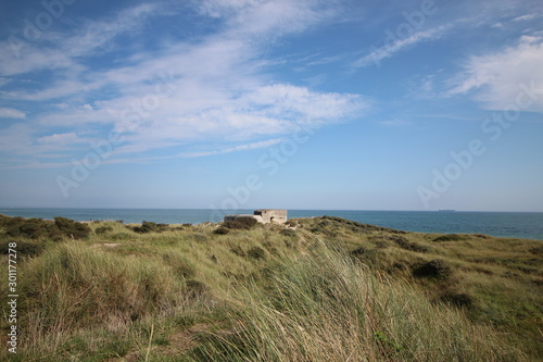 The landscape with old bunker at the Grenen  Skagen  Denmark