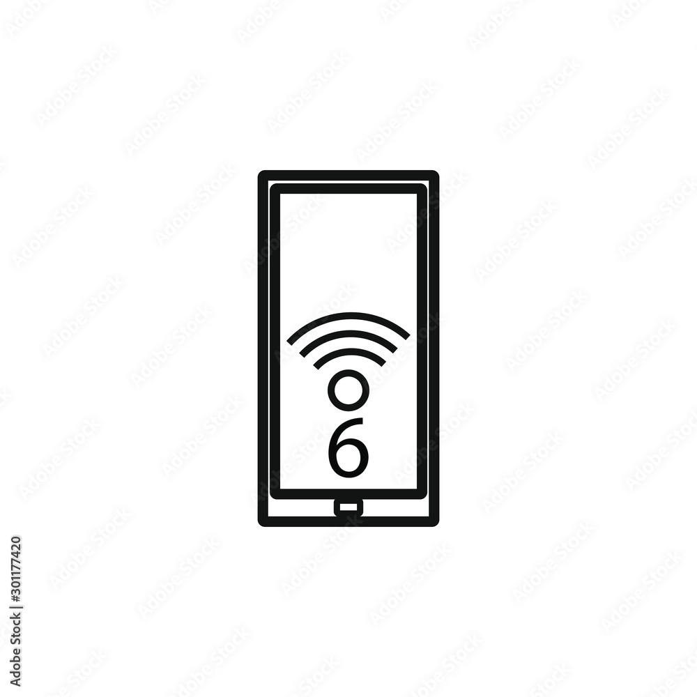 6-generation Wi-Fi symbol logo.New Generation Telecommunications Network Connectivity. 6-generation Wi-Fi symbol logo.New Generation Telecommunications Network Connectivity.