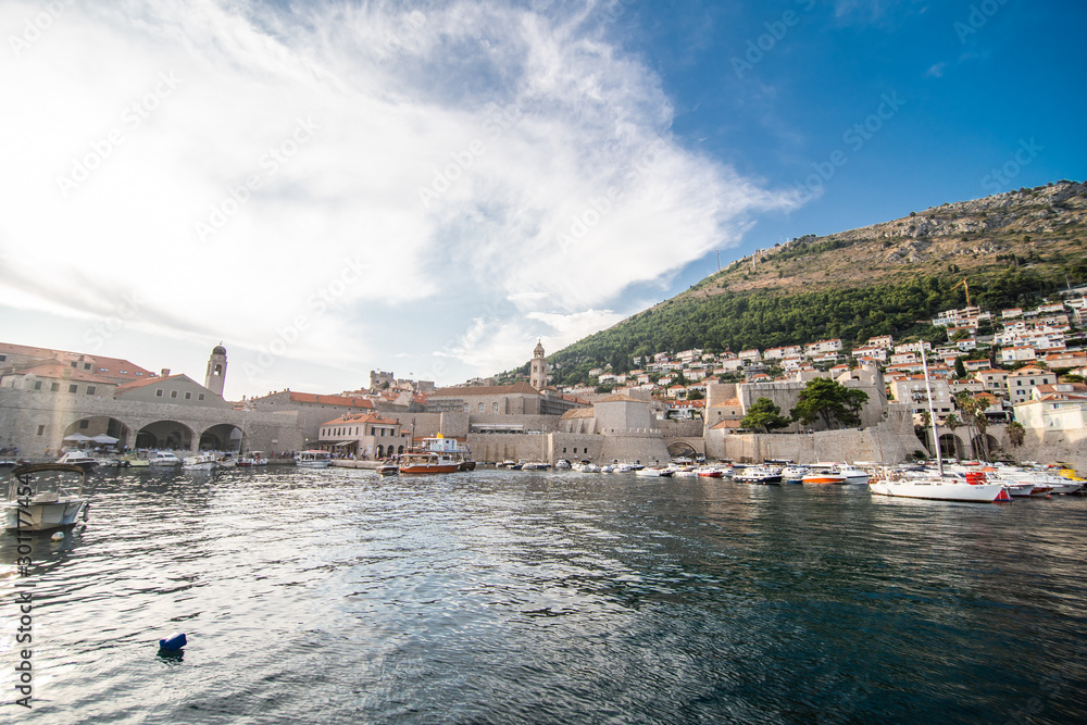 Dubrovnik, Croatia - July, 2019: The main street and old time in Dubrovnik