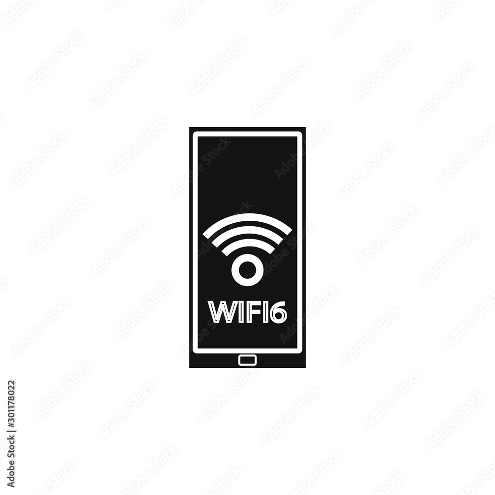 6-generation Wi-Fi symbol logo.New Generation Telecommunications Network Connectivity. 6-generation Wi-Fi symbol logo.New Generation Telecommunications Network Connectivity.