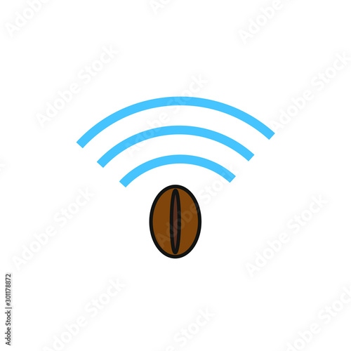 Design of symbols logo cafe wifi. New Generation Telecommunications Network Connectivity.  