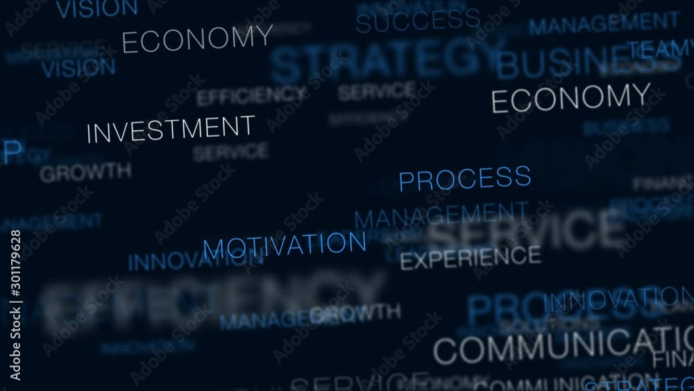 Business Success Concept Word Cloud Flythrough Loop. Abstract animated background through floating clouds of keyword text. Business Success Concept Word Cloud Flythrough Loop. Abstract animated background through floating clouds of keyword text.