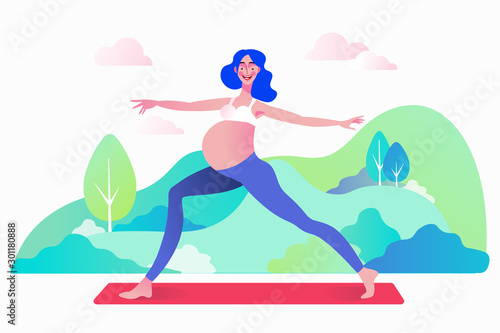Pregnancy prenatal yoga practice workout concept