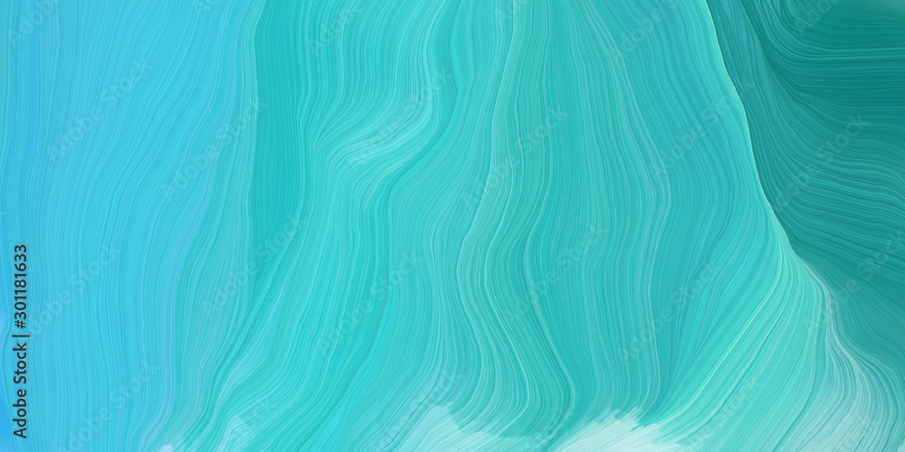 Fototapeta wave lines from top left to bottom right. background illustration with medium turquoise, teal and light blue colors