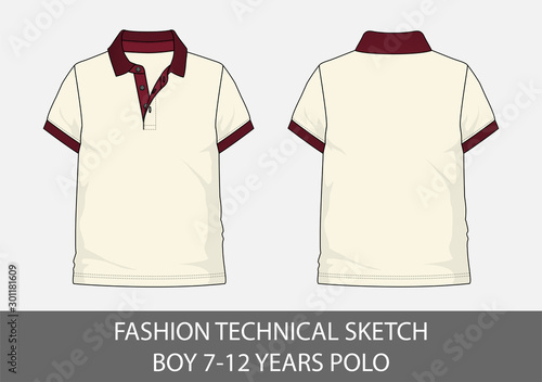 Fashion technical sketch for boy 2-6 years polo