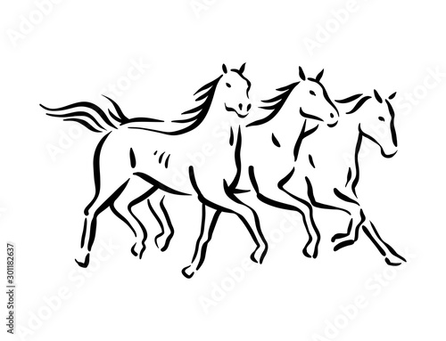 Horse symbol illustration black on white background