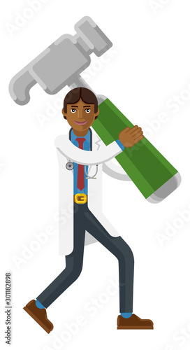 An Asian doctor cartoon cha...