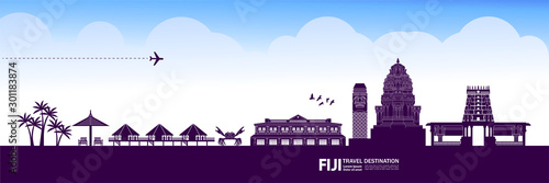 Fiji travel destination grand vector illustration.