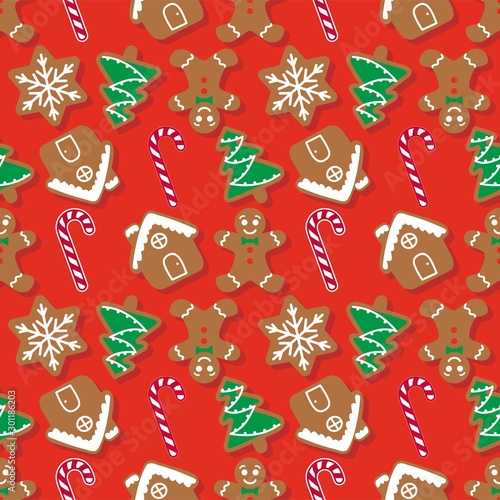 christmas gingerbread candy vector seamless pattern