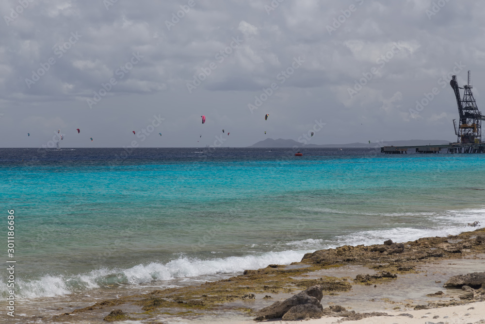 Kitesurfing Caribbean Sea Bonaire island water sport