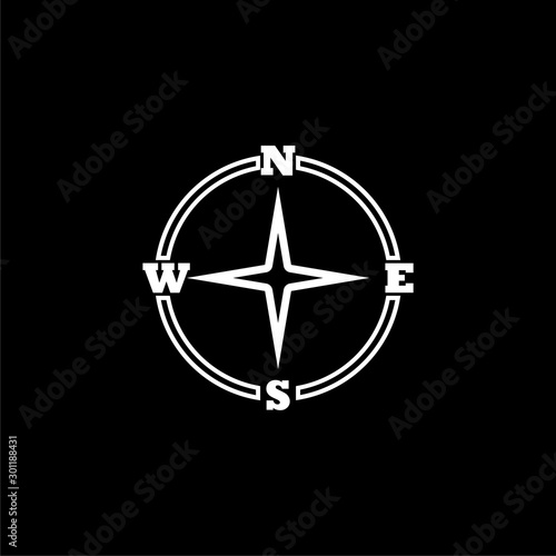 Compass icon isolated on black background