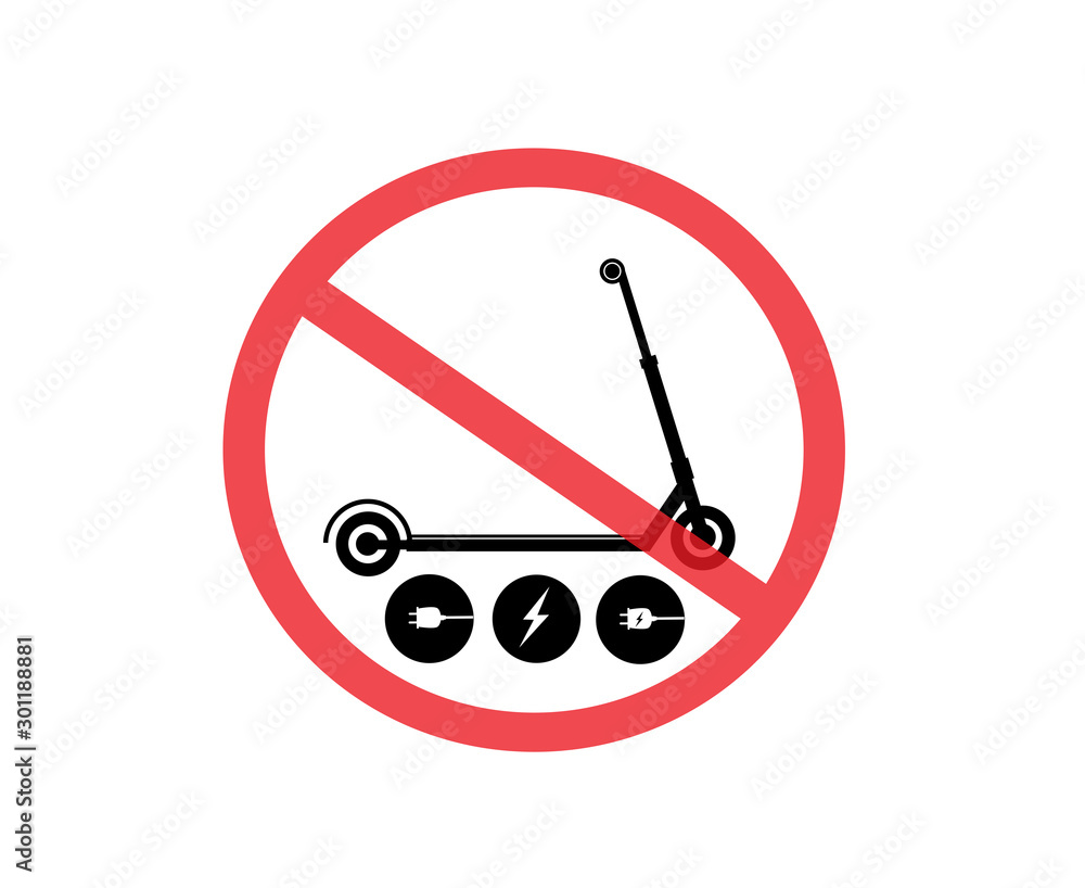No Electric Scooter or EScooter allowed, accident prevention signs