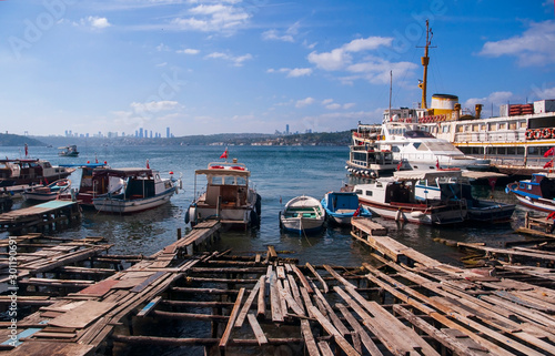 Docked fishing boats in Beykoz, Istanbul Turkey