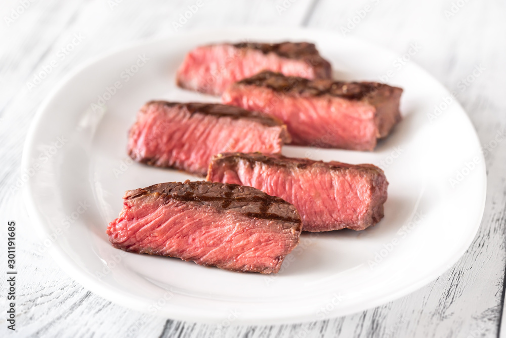Slices of strip steak Slices of strip steak