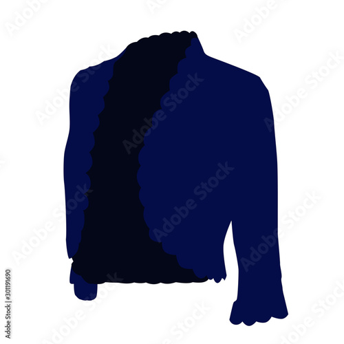 Bolero jacket blue realistic vector illustration isolated