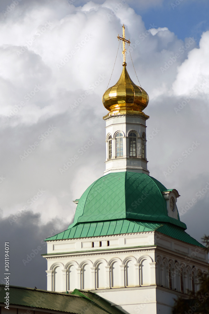 Architecture of Trinity Sergius Lavra, Sergiyev Posad, Russia. Color photo.	